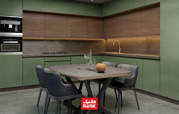 ترکیب رنگ برای مدل کابینت جدید: قهوهای و زیتونی نمونه ای از کابینت مدل جدید قهوه ای و زیتونی